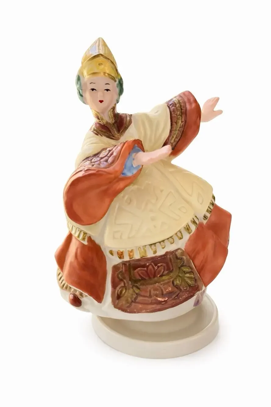 Vintage MSR Imports Asian Dancer Rotating Music Box Figurine Works AS IS